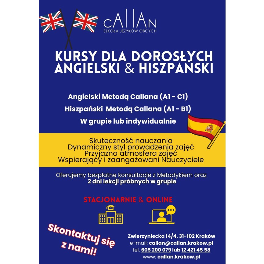 Kursy angielskiego i hiszpańskiego Metodą Callana