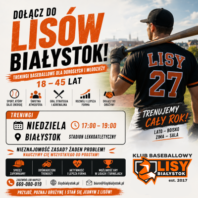Treningi baseballowe dla dorosłych i młodzieży 18–45 lat | Lisy Białystok