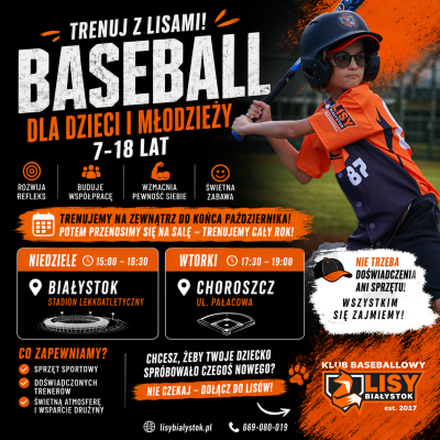 Treningi baseballowe dla dzieci i młodzieży 7–18 lat | Lisy Białystok
